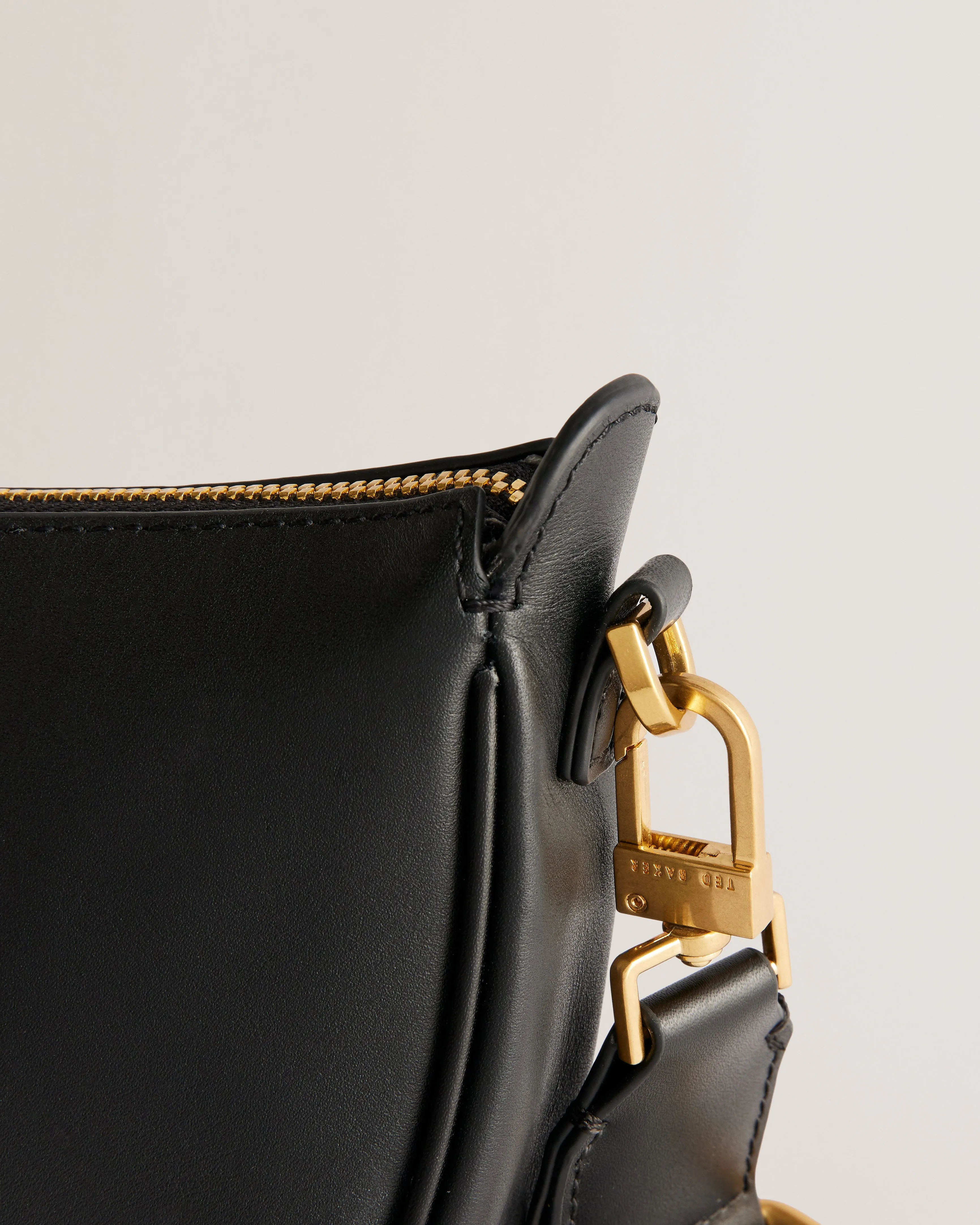Essina Black Half Moon Crossbody Bag - Premium Webbing Leather