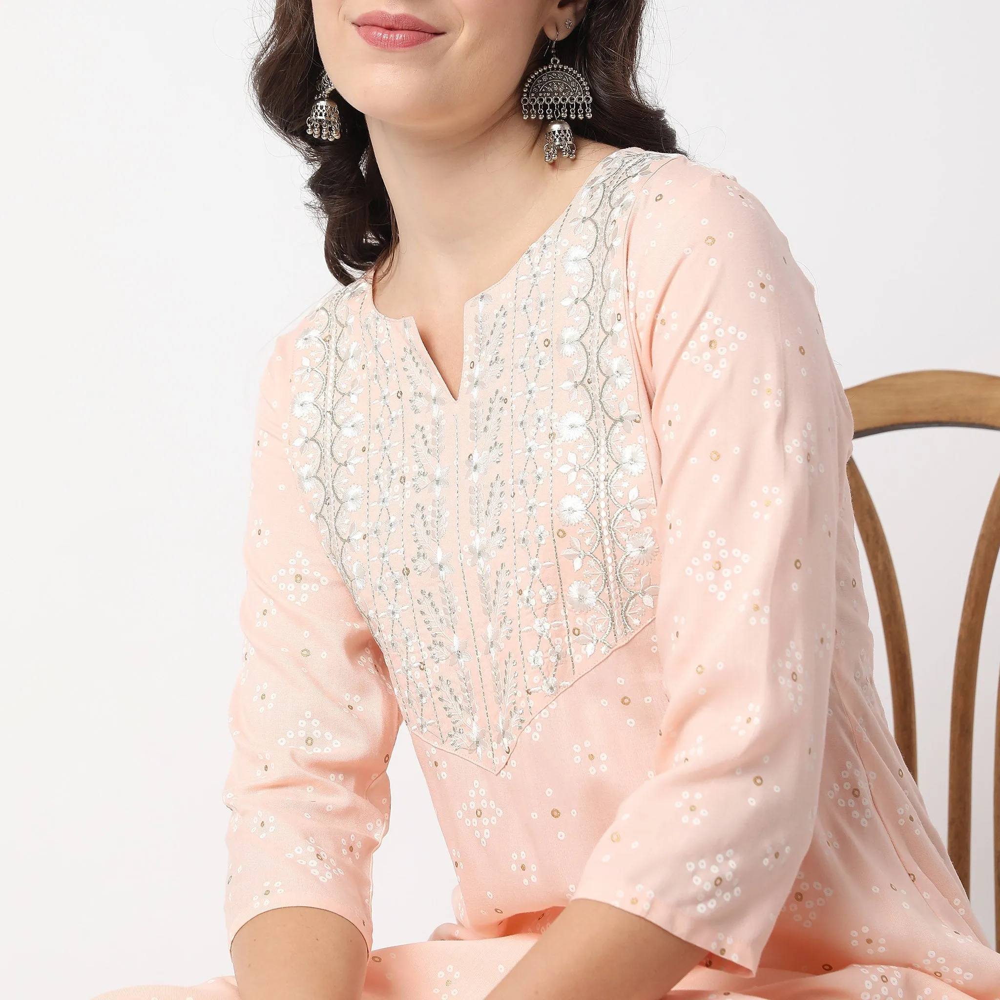Flare Fit Embroidered Kurta