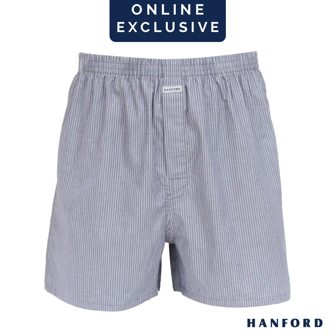 Hanford Men 100% Premium Cotton Woven Boxer Shorts Stark - Stripe (1PC/SinglePack)