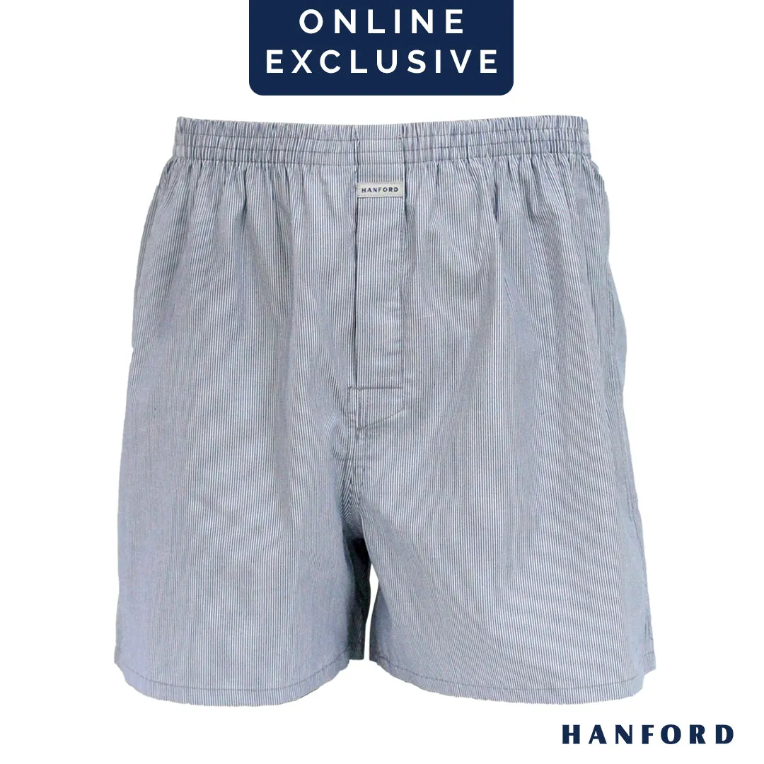 Hanford Men 100% Premium Cotton Woven Boxer Shorts Stark - Stripe (1PC/SinglePack)