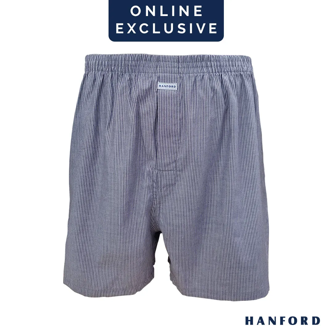 Hanford Men 100% Premium Cotton Woven Boxer Shorts Stark - Stripe (1PC/SinglePack)