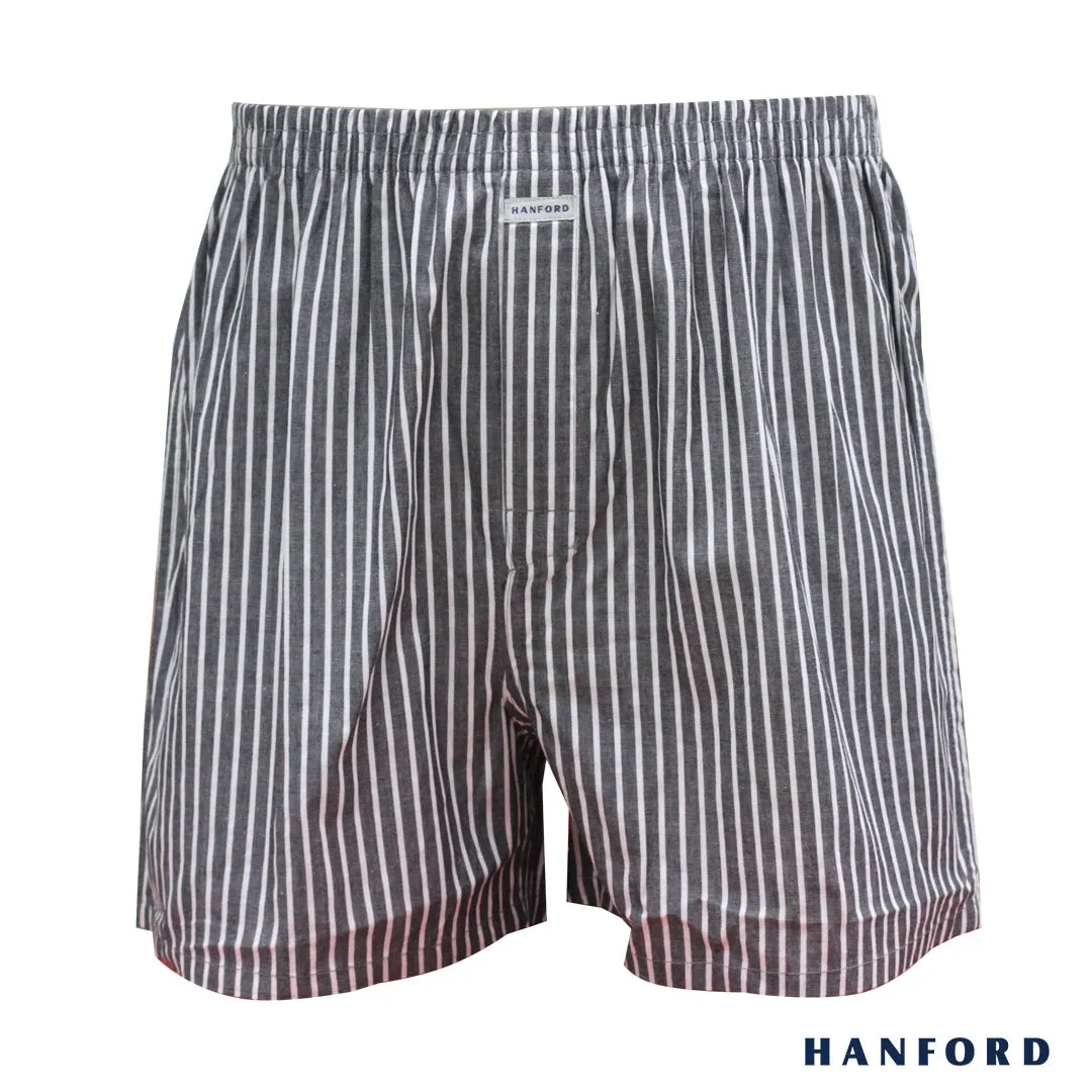Hanford Men 100% Premium Cotton Woven Boxer Shorts Stiles - Stripe (1PC/SinglePack)