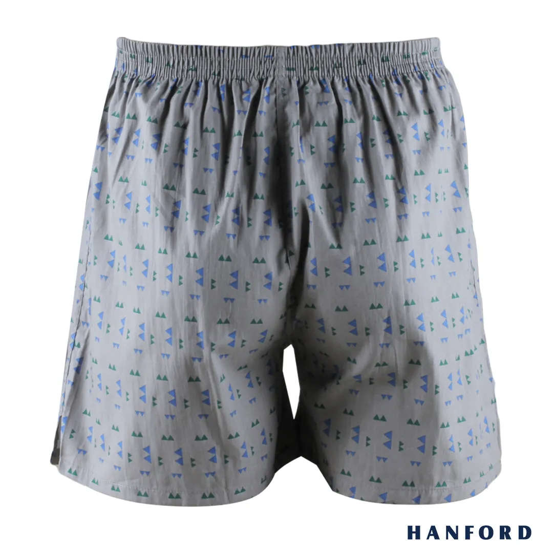 Hanford Men 100% Premium Cotton Woven Boxer Shorts Tribe - Tribe Print/Moon Mist (SinglePack)