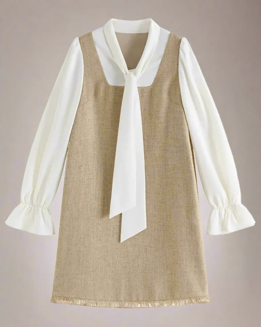 Harper Hemp-Blend Shift Dress with a Bow-Tie