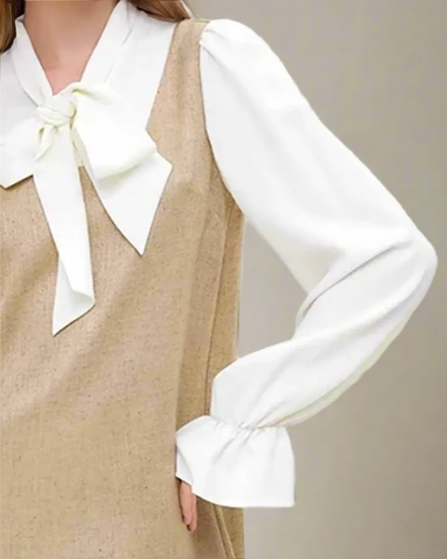 Harper Hemp-Blend Shift Dress with a Bow-Tie