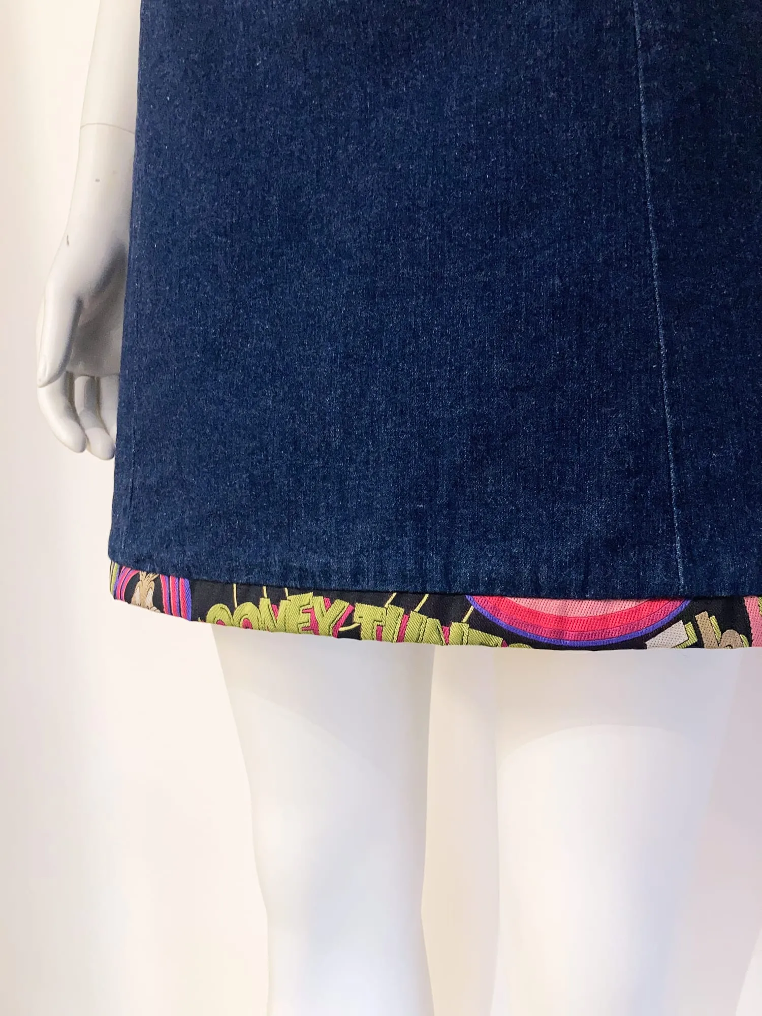 Iceberg History 2000 indigo denim mini dress with looney tunes trim - IT sz 38