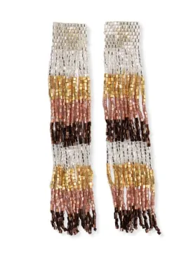 Ila Uniform Stripes Mixed Luxe Beaded Fringe Earring