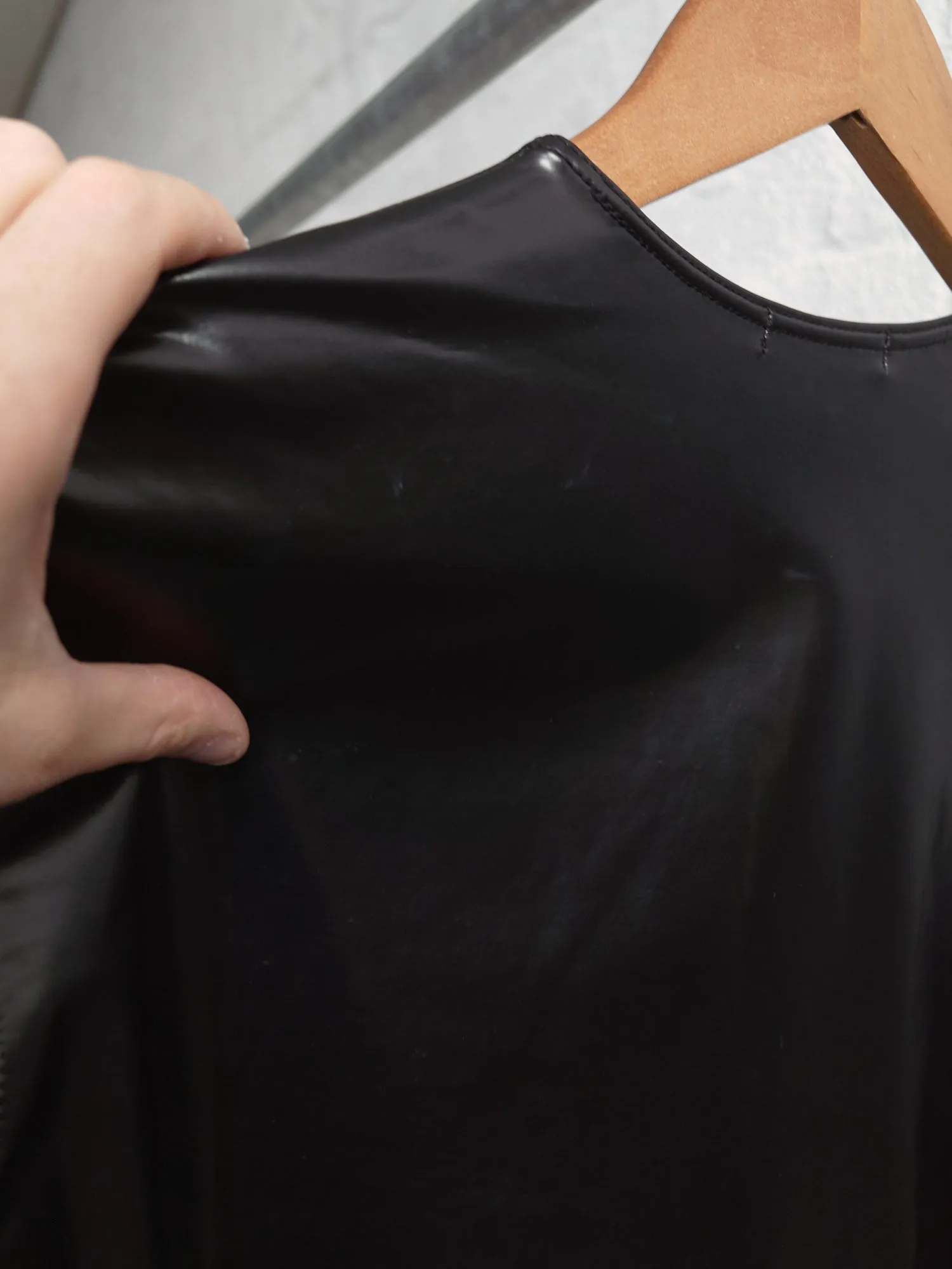 Issey Miyake black vinyl waist gusset longsleeve top - womens M mens S XS