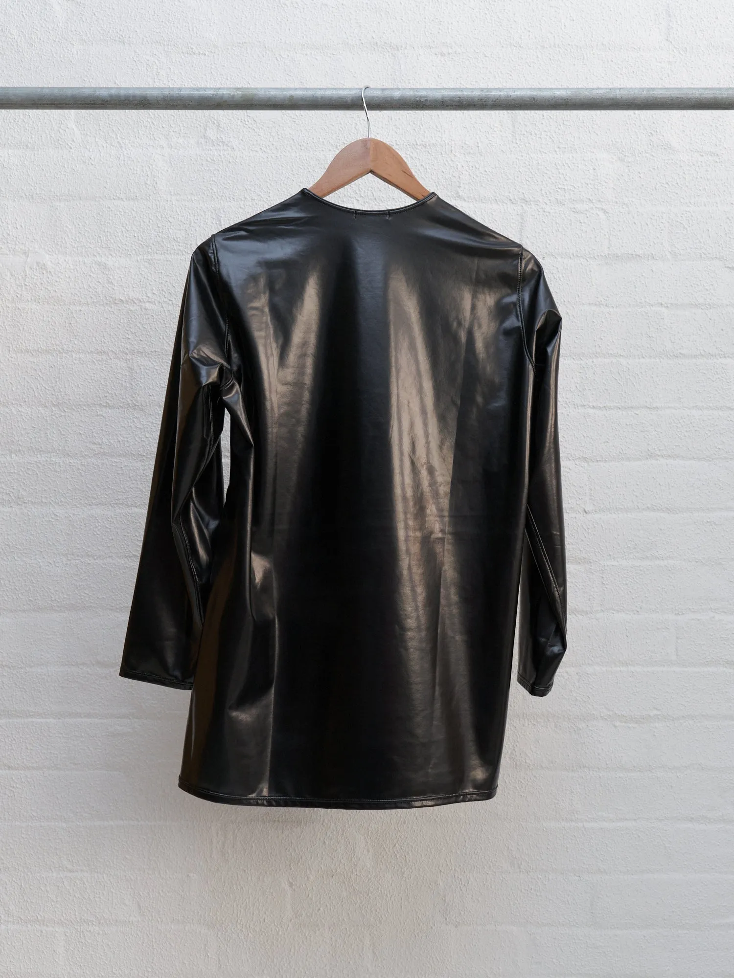 Issey Miyake black vinyl waist gusset longsleeve top - womens M mens S XS