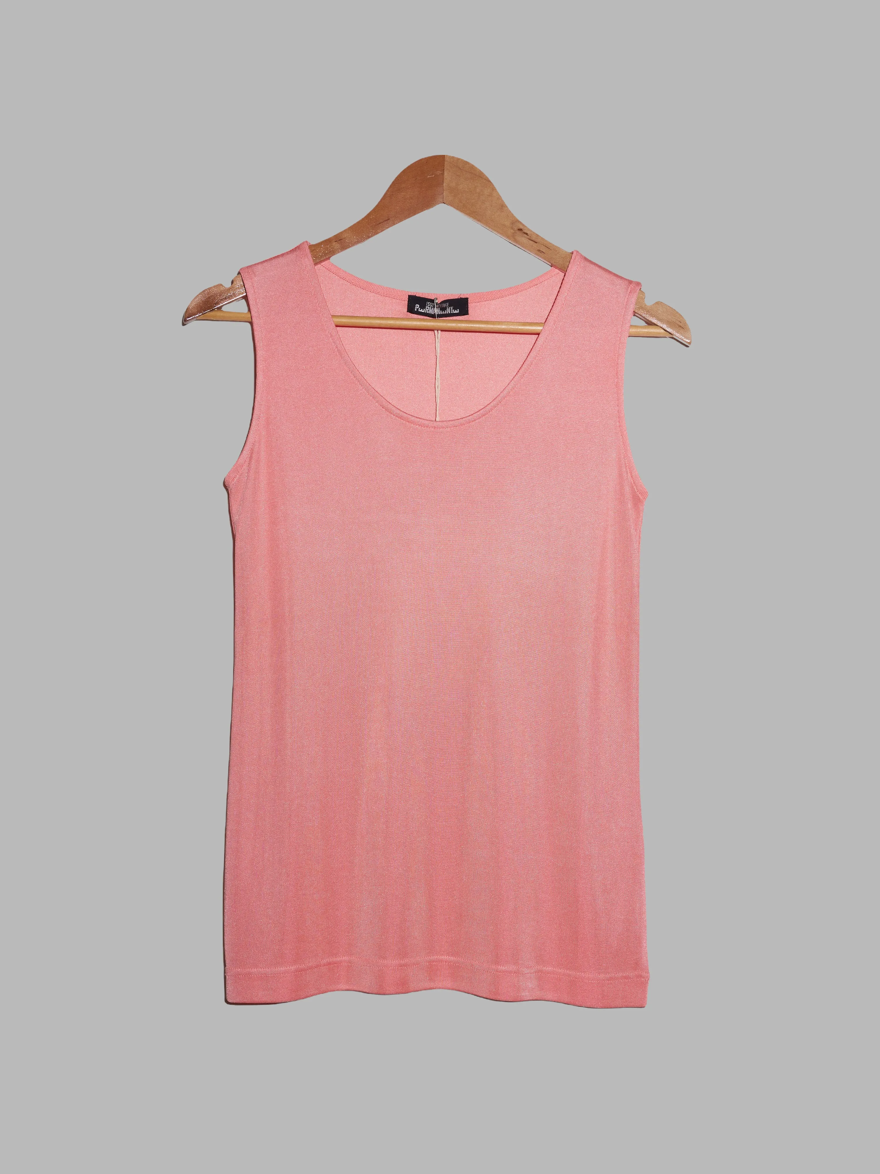 Issey Miyake Permanente 1980s sheeny pink rib knit sleeveless top