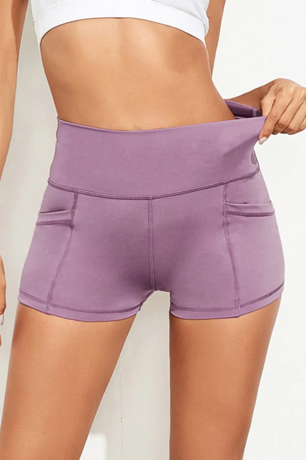 It's All Good Exposed Seam High Waist Yoga Shorts
