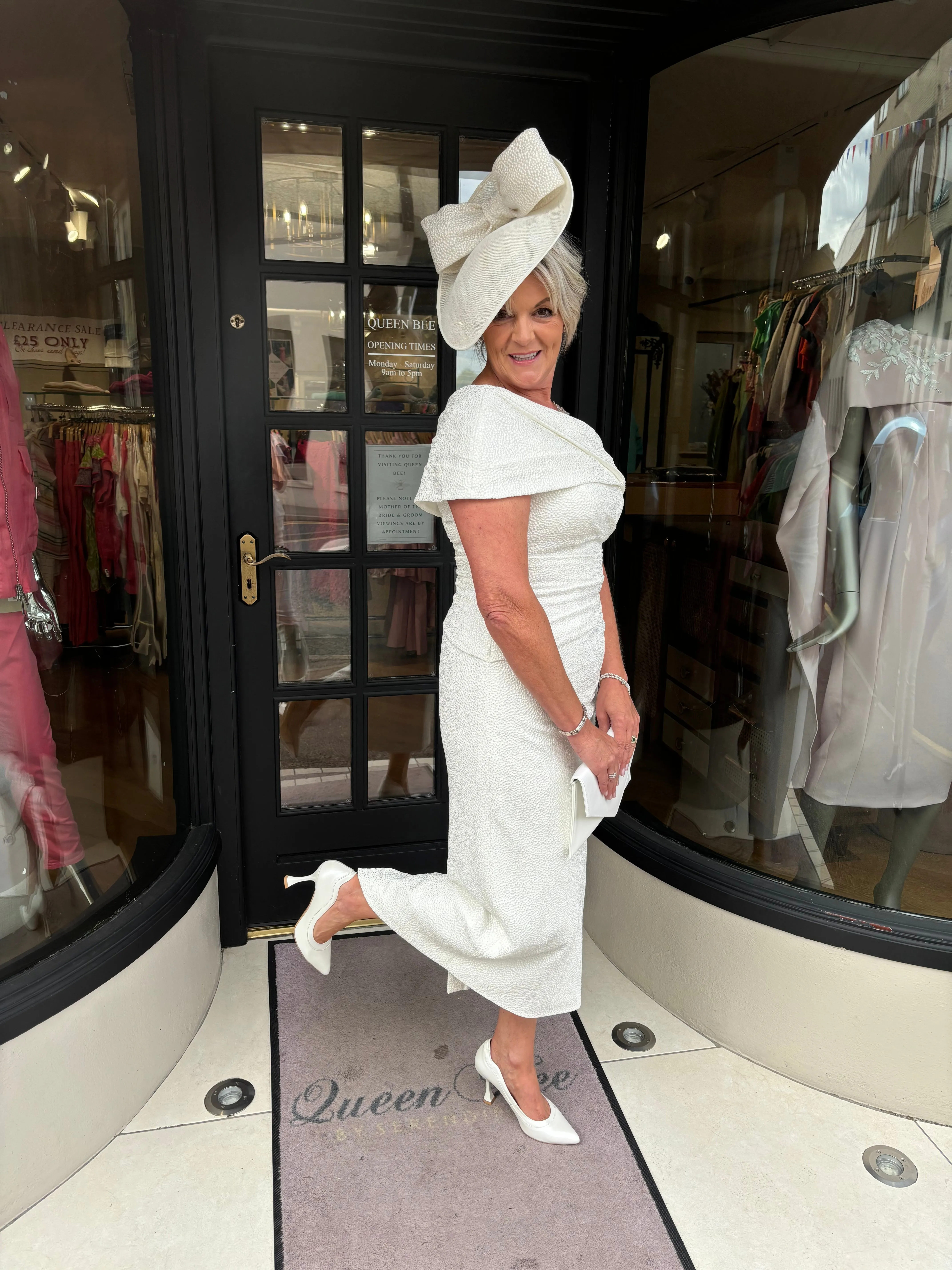 John Charles 29190 Ivory Beaded Shoulder Dress