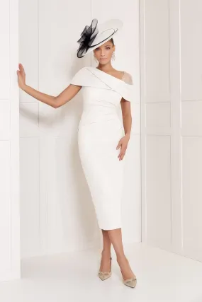 John Charles 29190 Ivory Beaded Shoulder Dress
