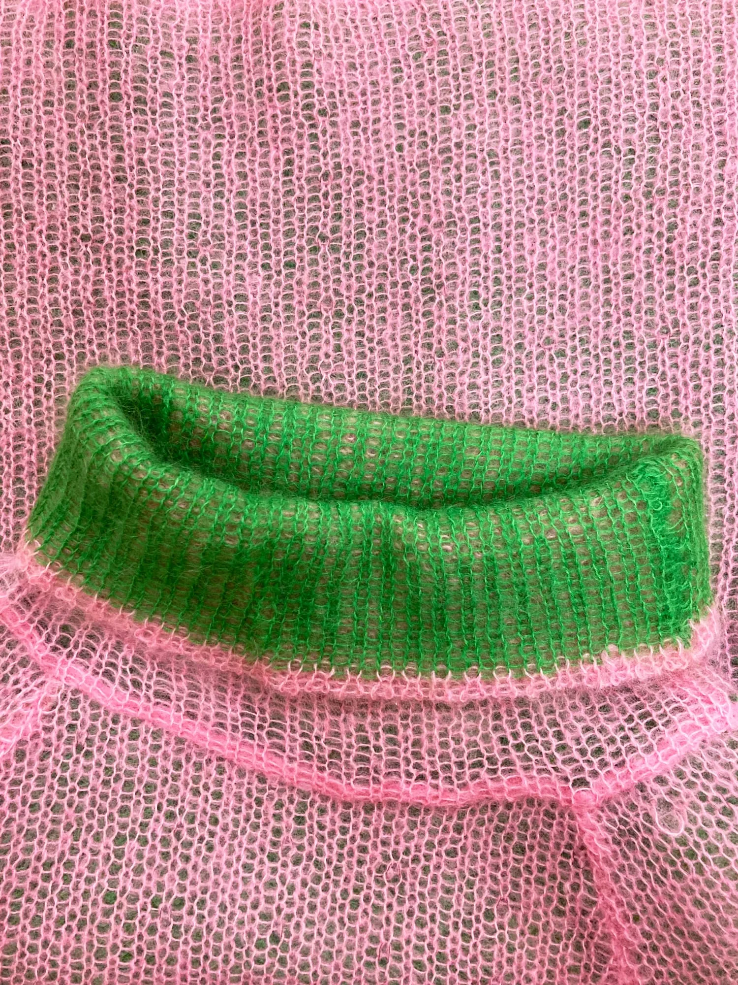 Junya Watanabe Comme des Garcons 1999 pink green reversible turtleneck - XS