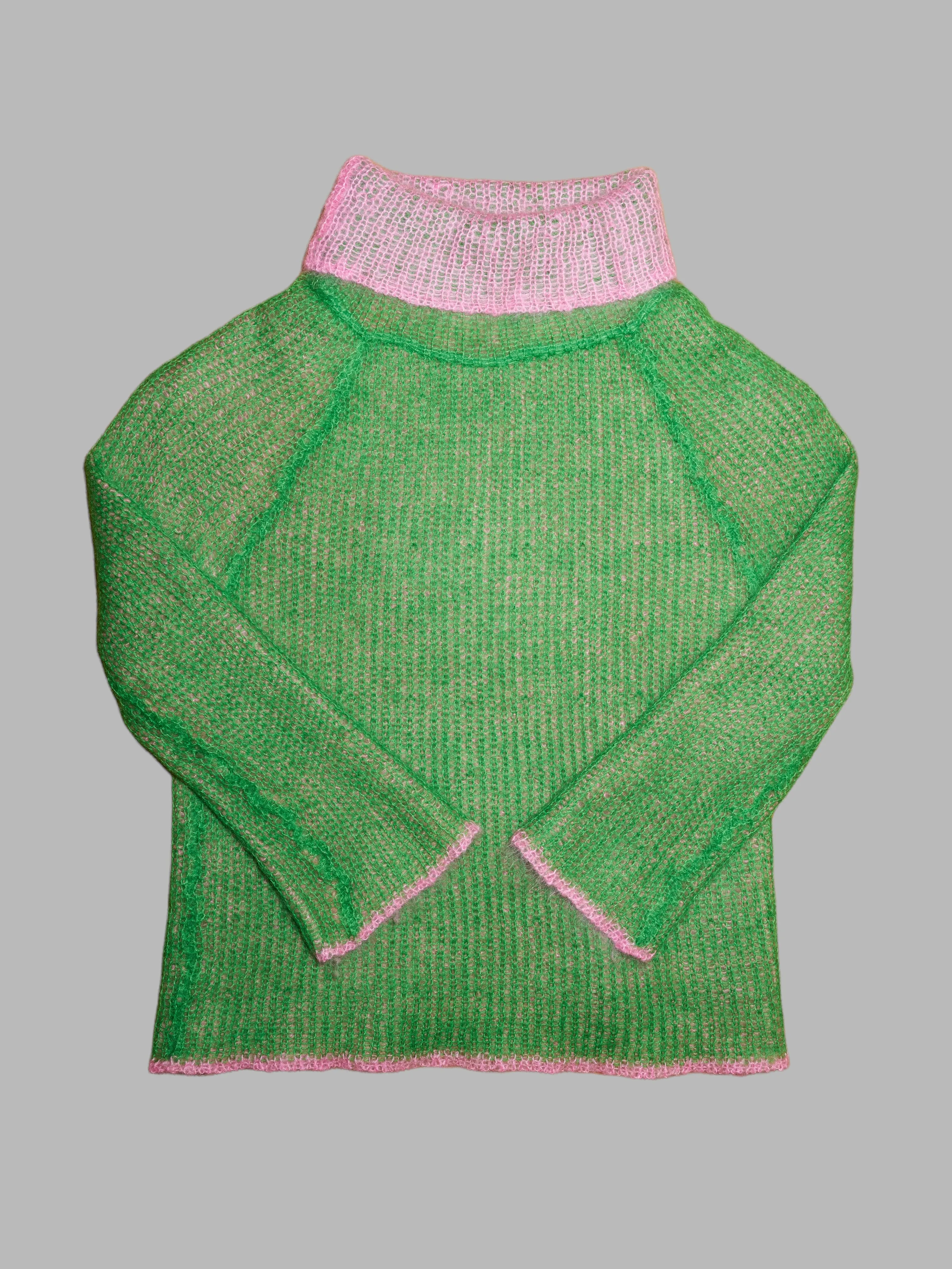 Junya Watanabe Comme des Garcons 1999 pink green reversible turtleneck - XS