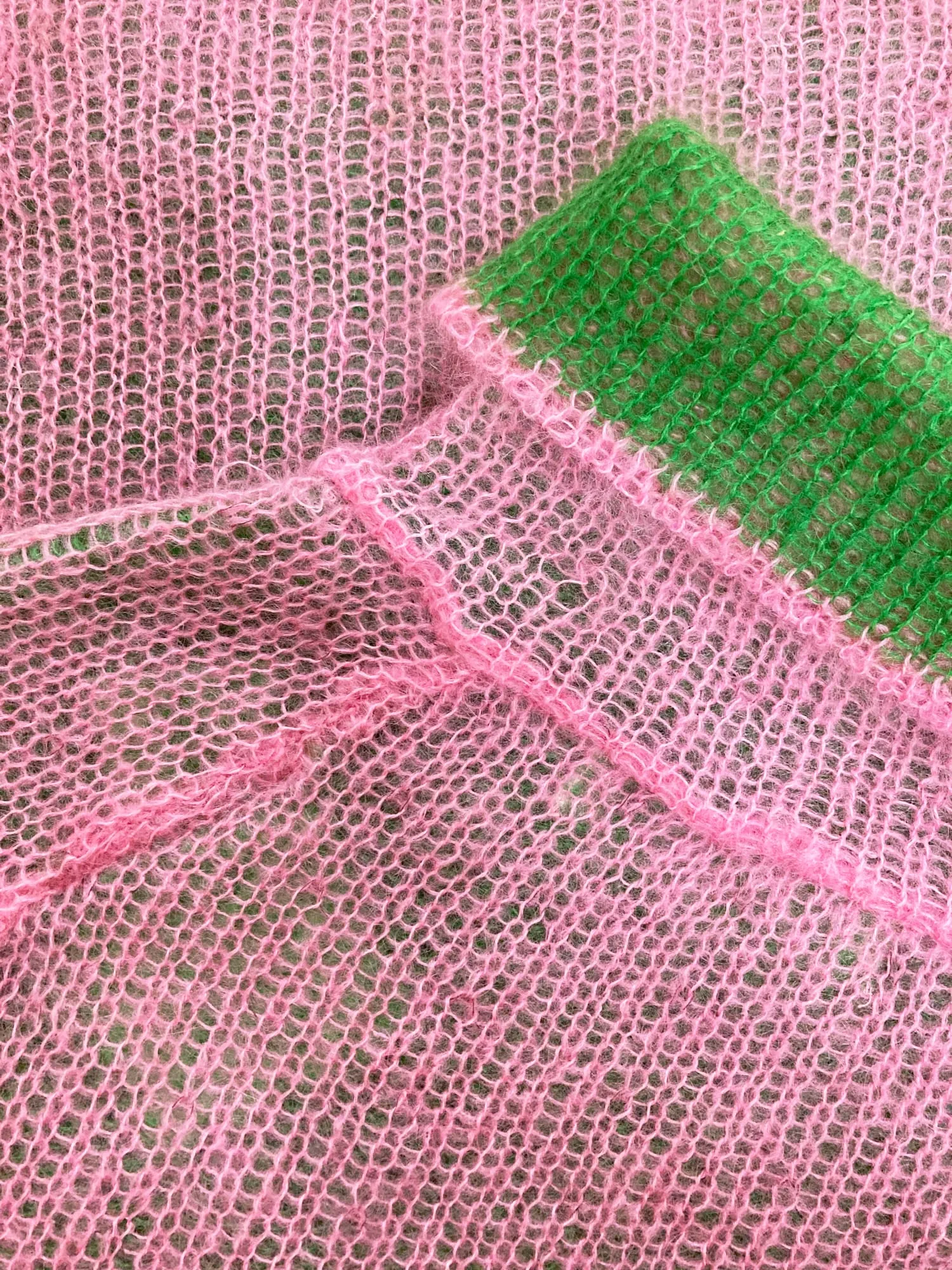 Junya Watanabe Comme des Garcons 1999 pink green reversible turtleneck - XS