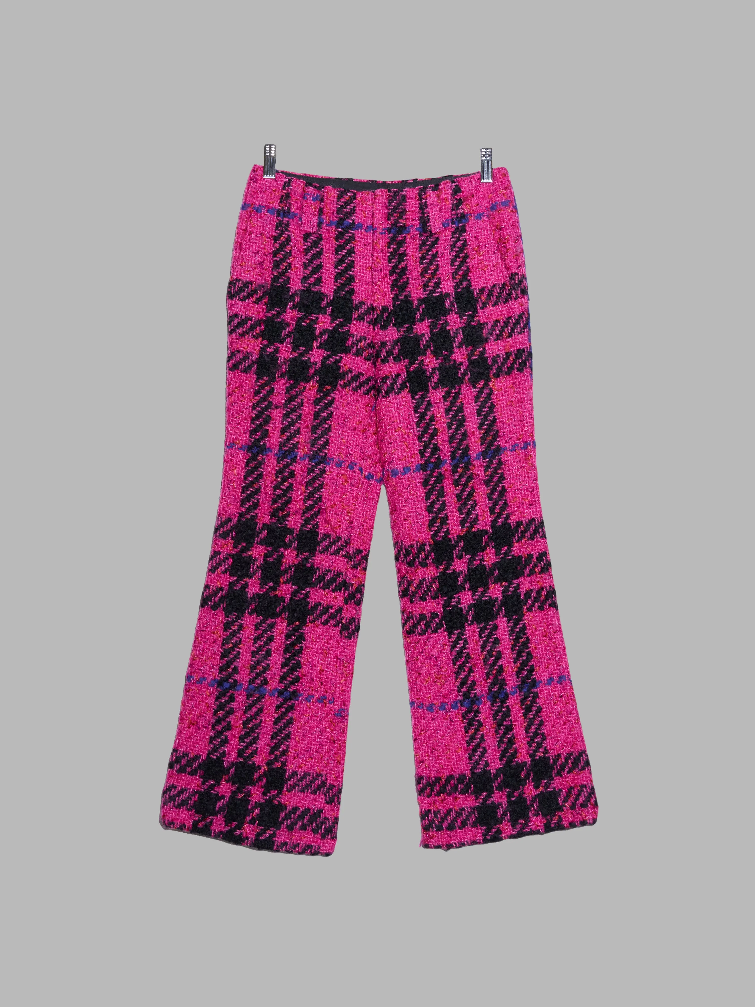 Junya Watanabe Comme des Garcons AW2001 pink black wool check trousers - sz S