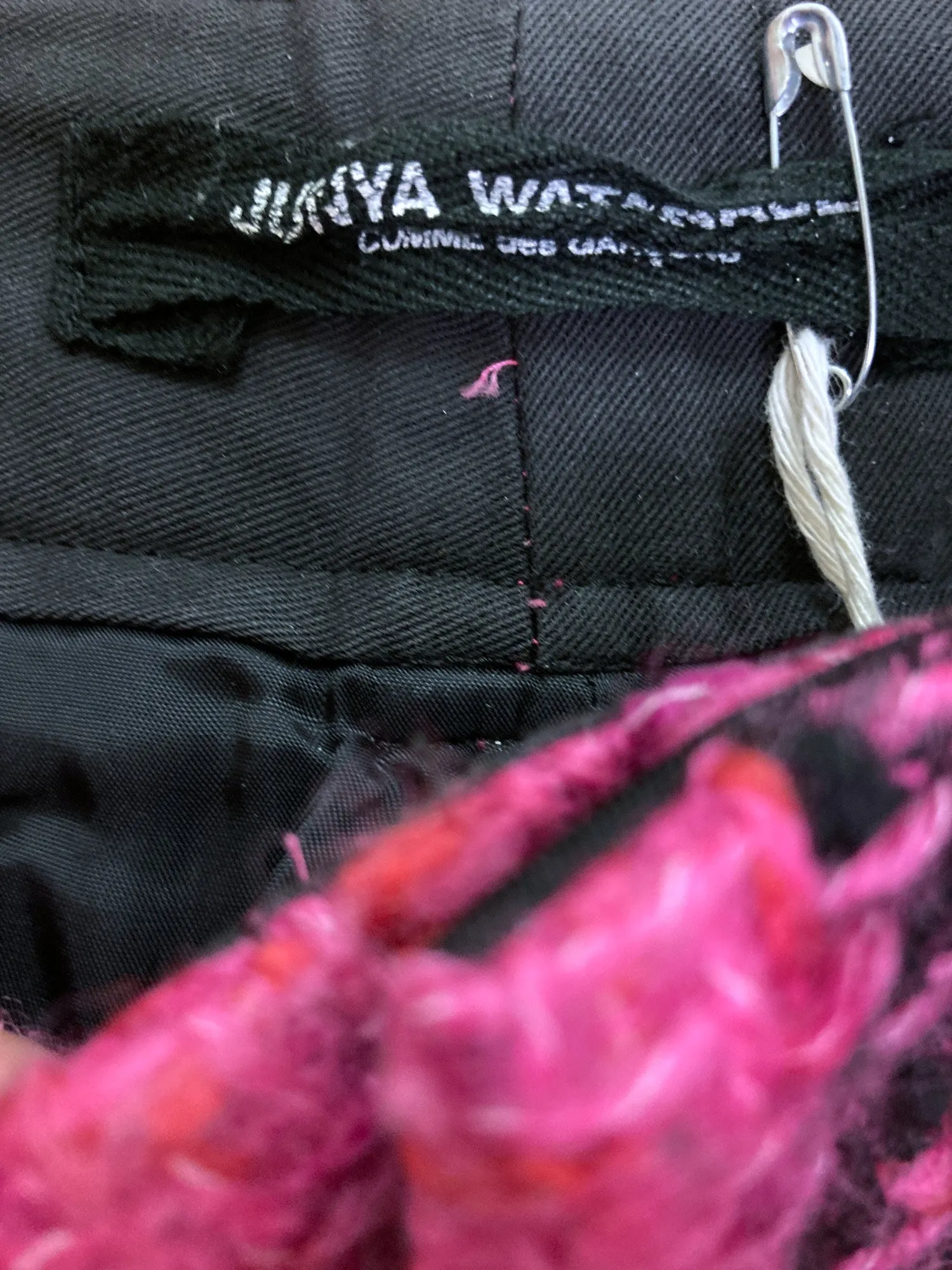 Junya Watanabe Comme des Garcons AW2001 pink black wool check trousers - sz S
