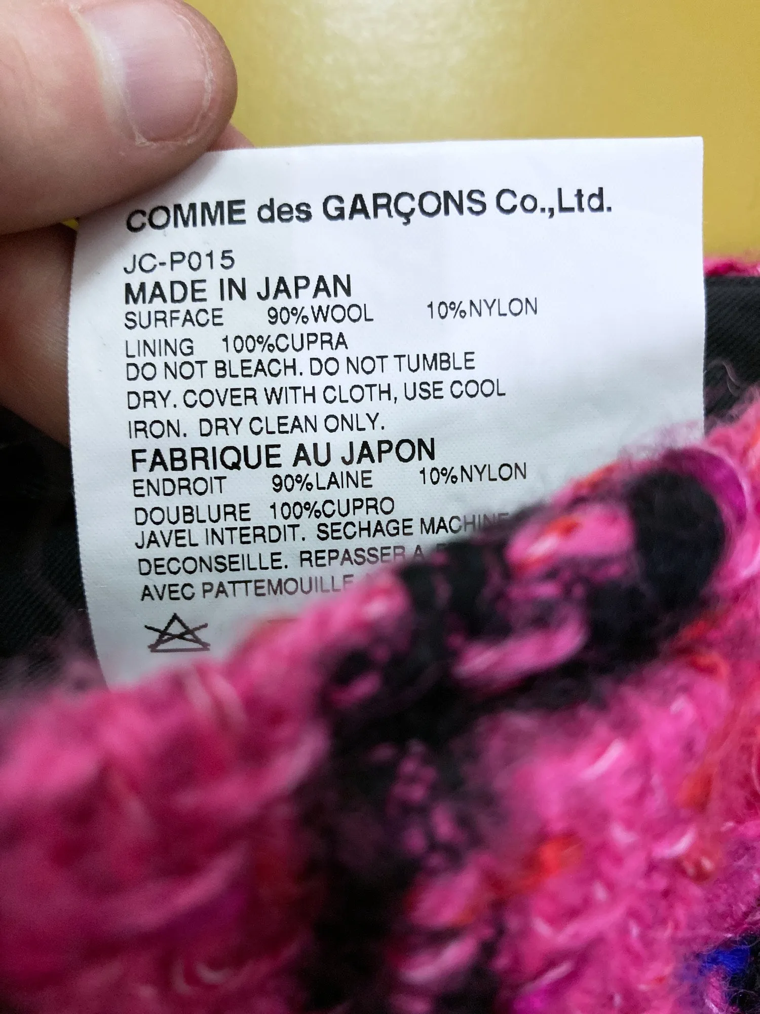 Junya Watanabe Comme des Garcons AW2001 pink black wool check trousers - sz S