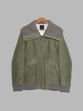 Lad Musician 1990s 2000s khaki cotton canvas exaggerated high neck jacket - 46 S