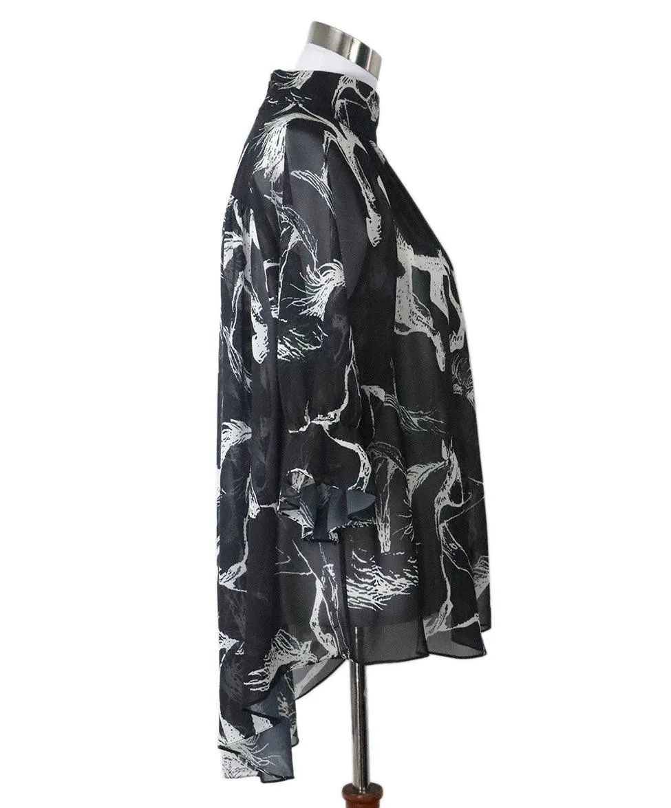 Lippes Black & White Silk Printed Blouse sz 8