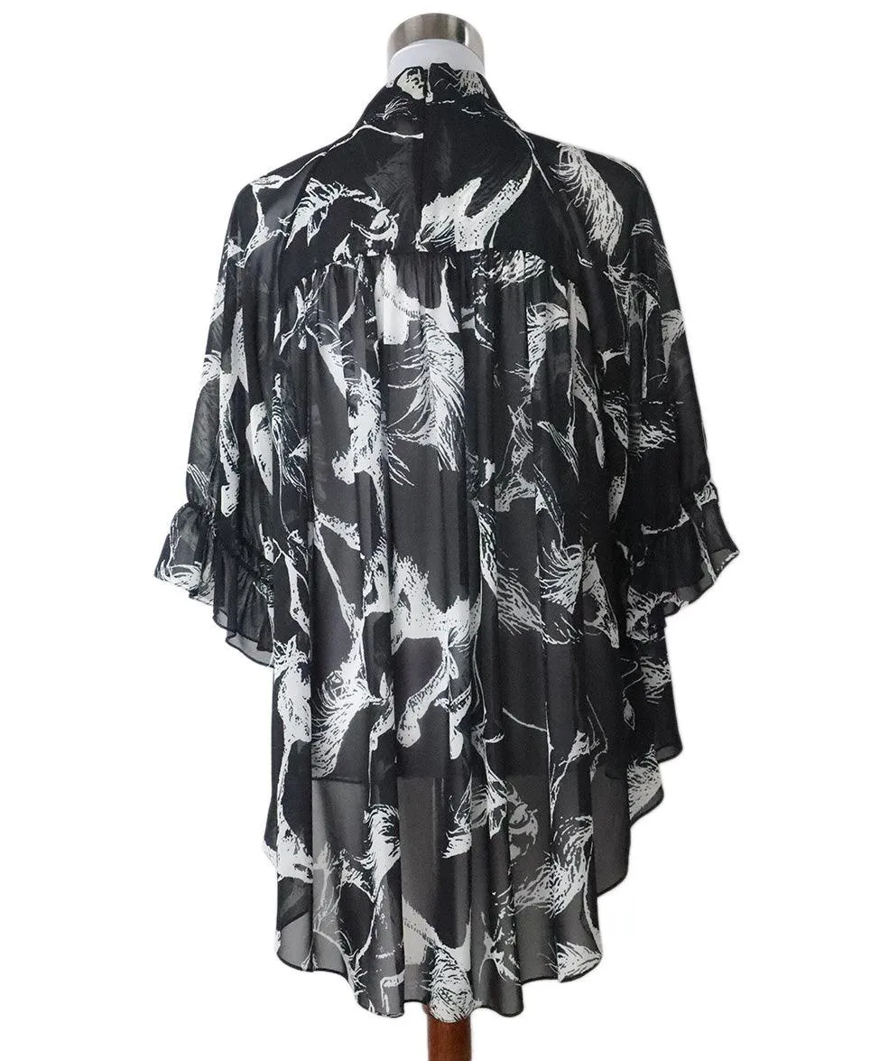 Lippes Black & White Silk Printed Blouse sz 8