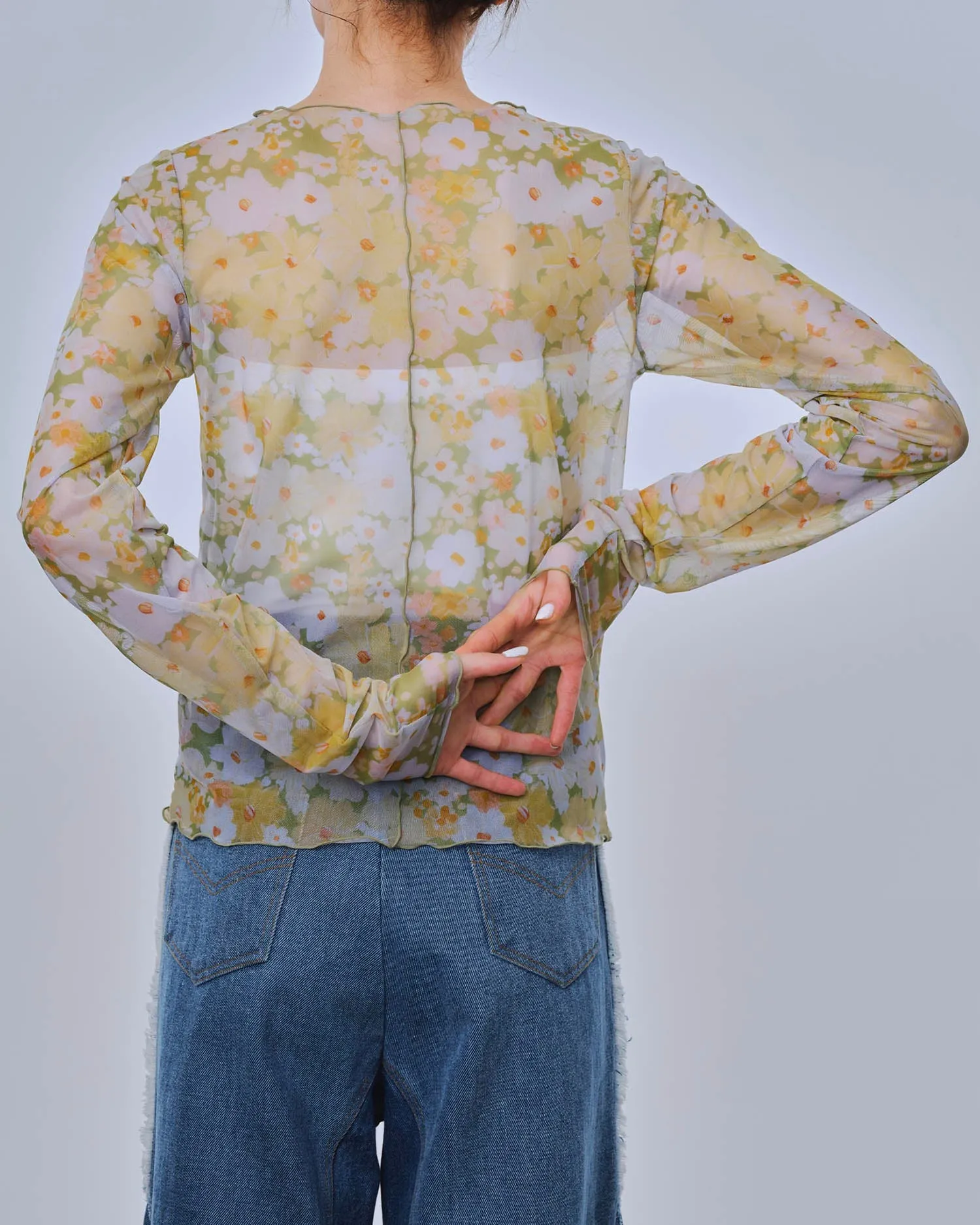 Marguerite garden see-through tops (Crew neck)
