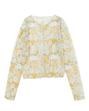 Marguerite garden see-through tops (Crew neck)