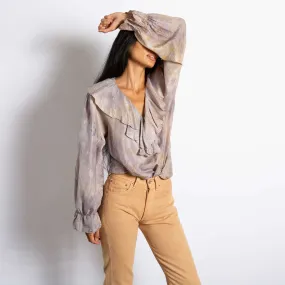 Naturally Dyed Silk Ruffle Blouse