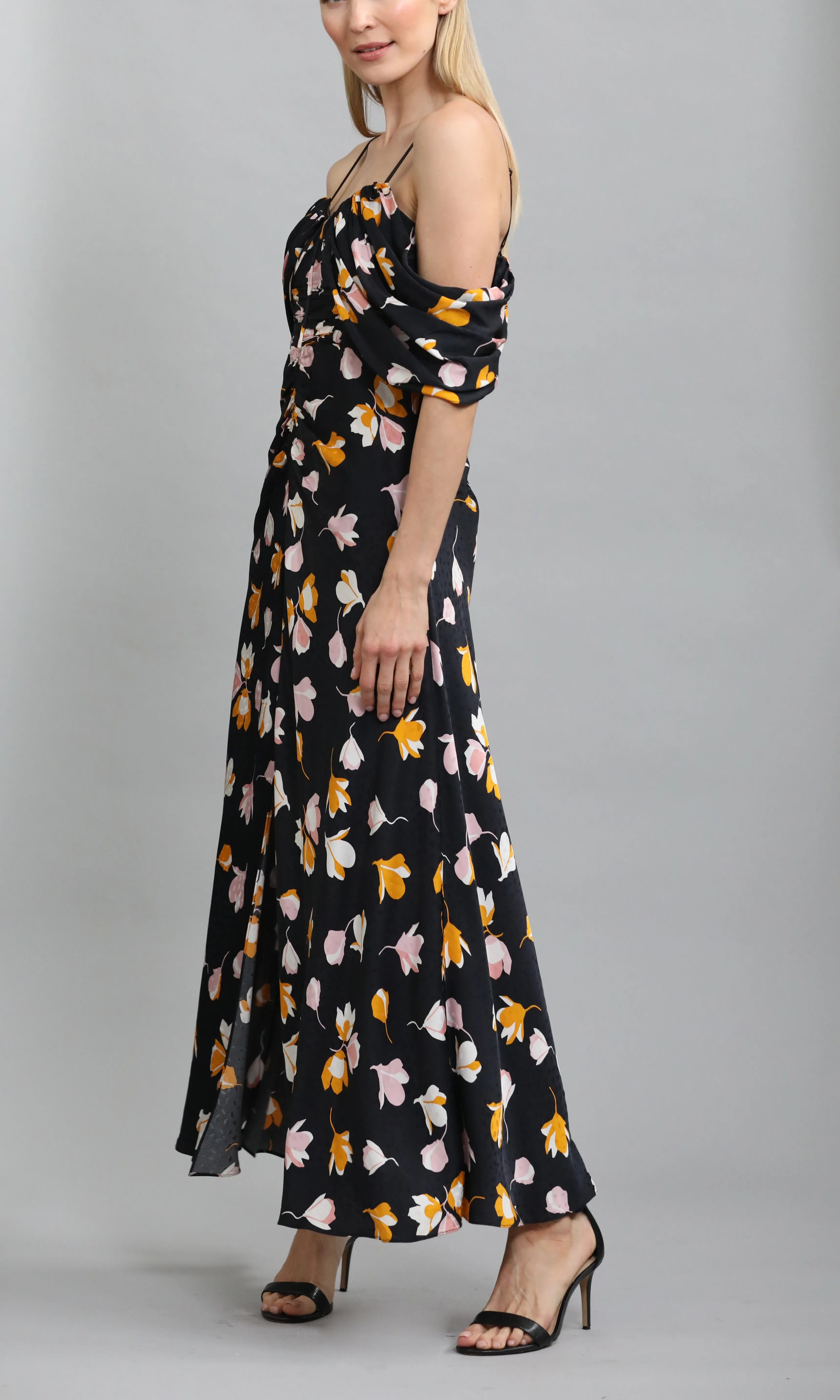 Navy floral off the shoulder