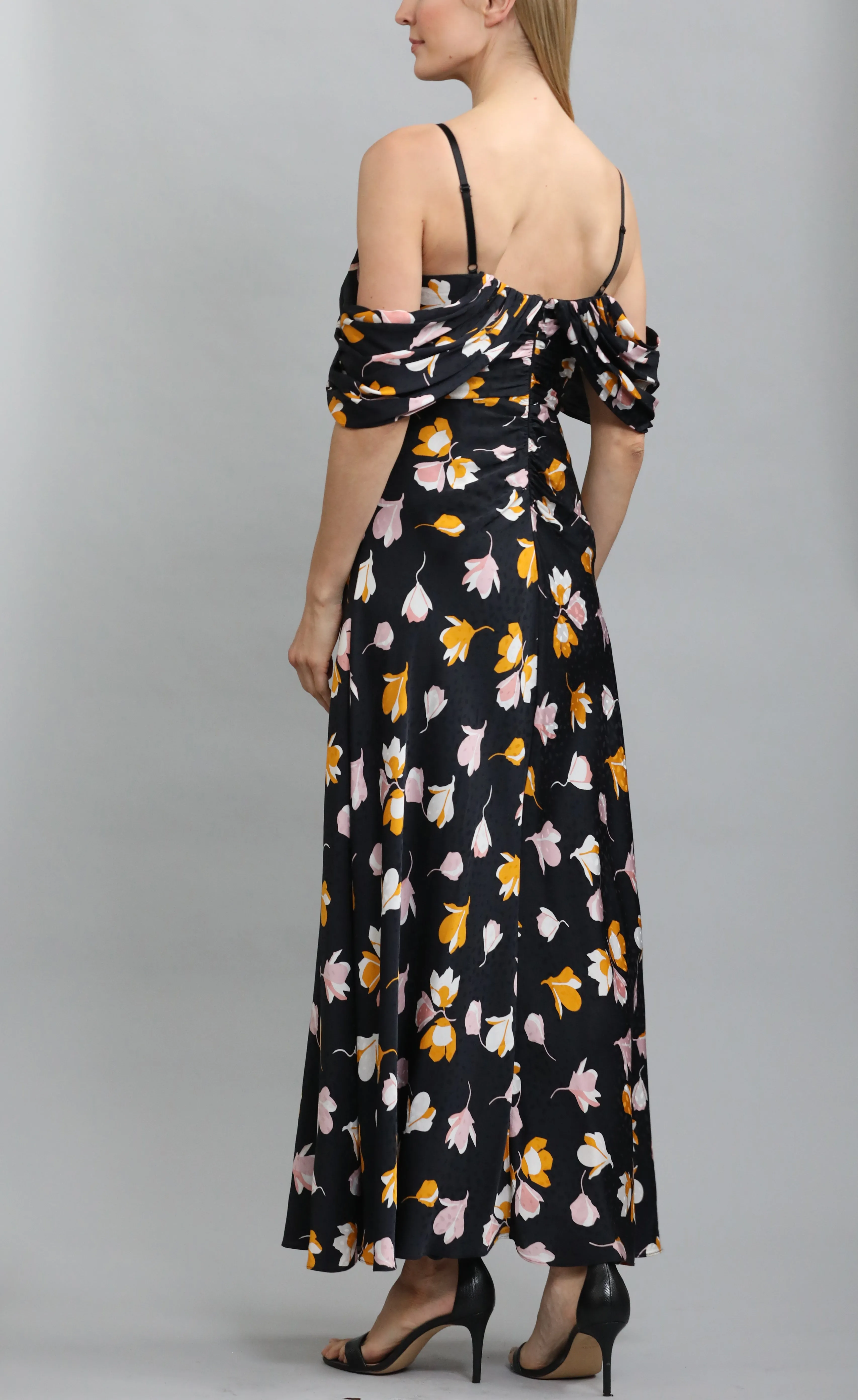 Navy floral off the shoulder