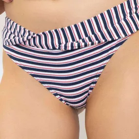 Navy Twist Breton Stripe Bikini Bottom