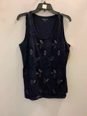 NWT COLDWATER CREEK Tops Size L NVY/SILVER SLEEVELESS TOP