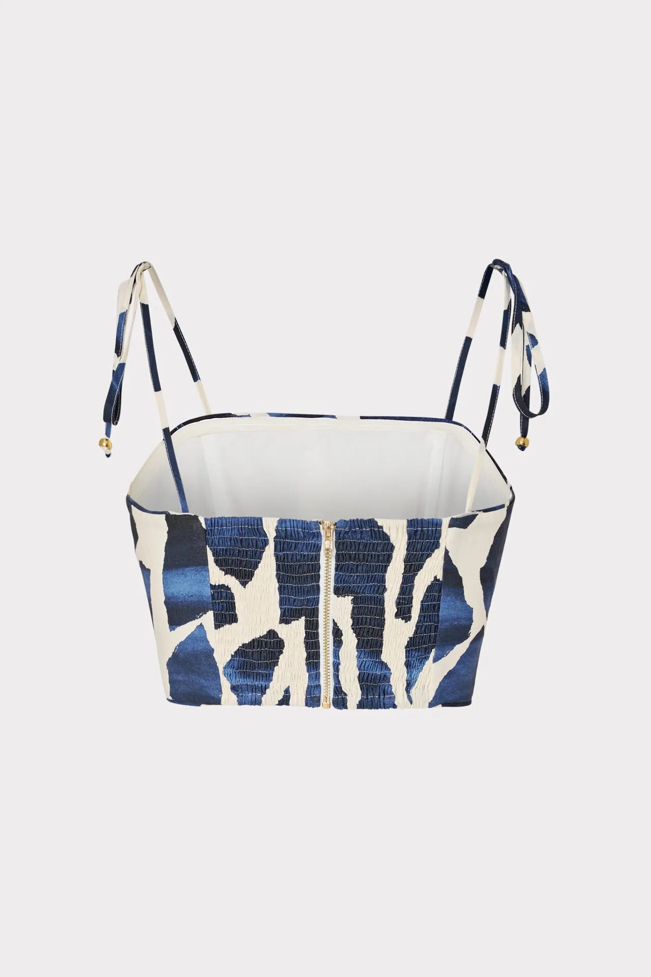Ocean Puzzle Viscose Linen Tie Top