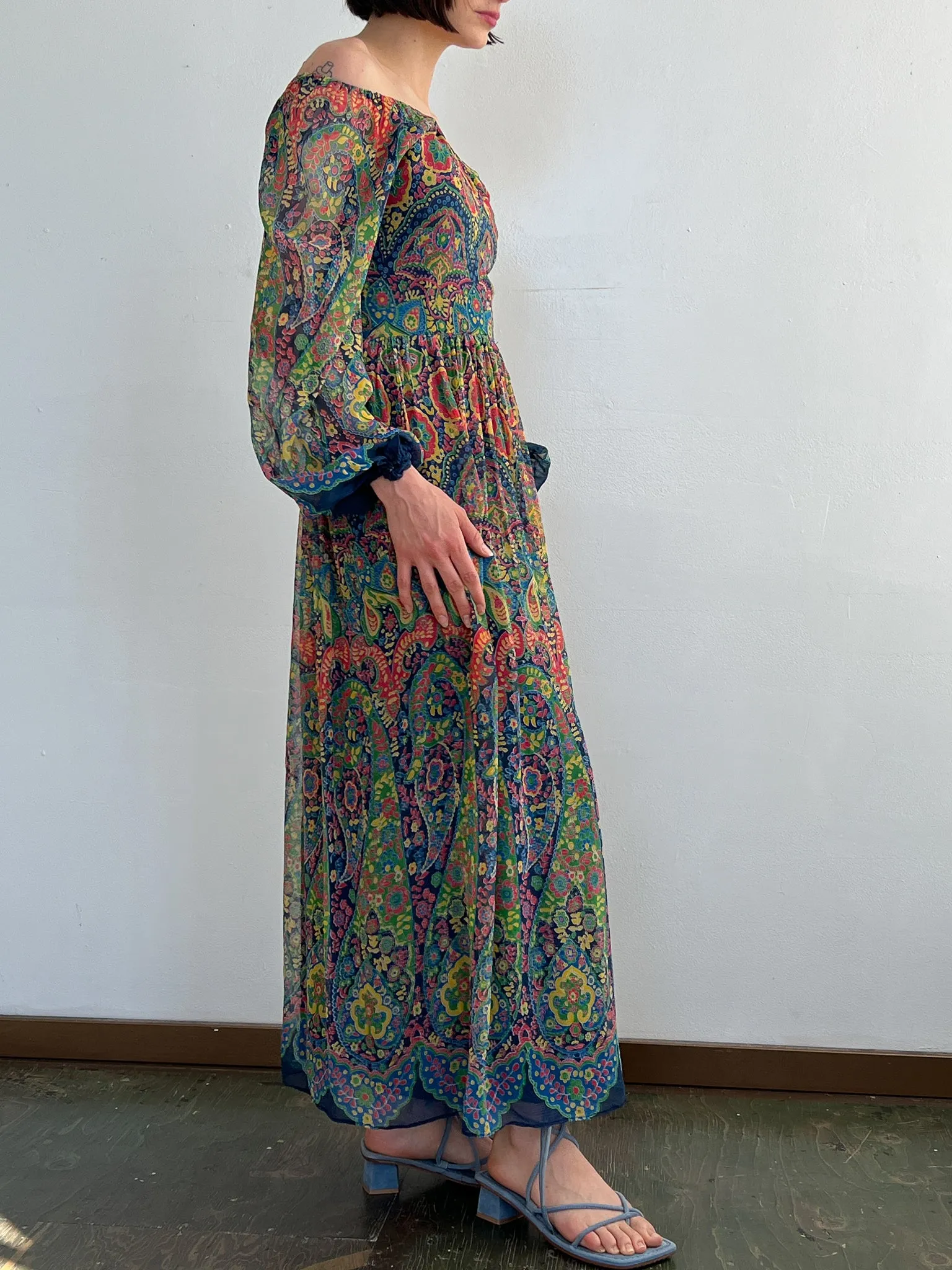 Psychedelic Print Hostess Gown (S)