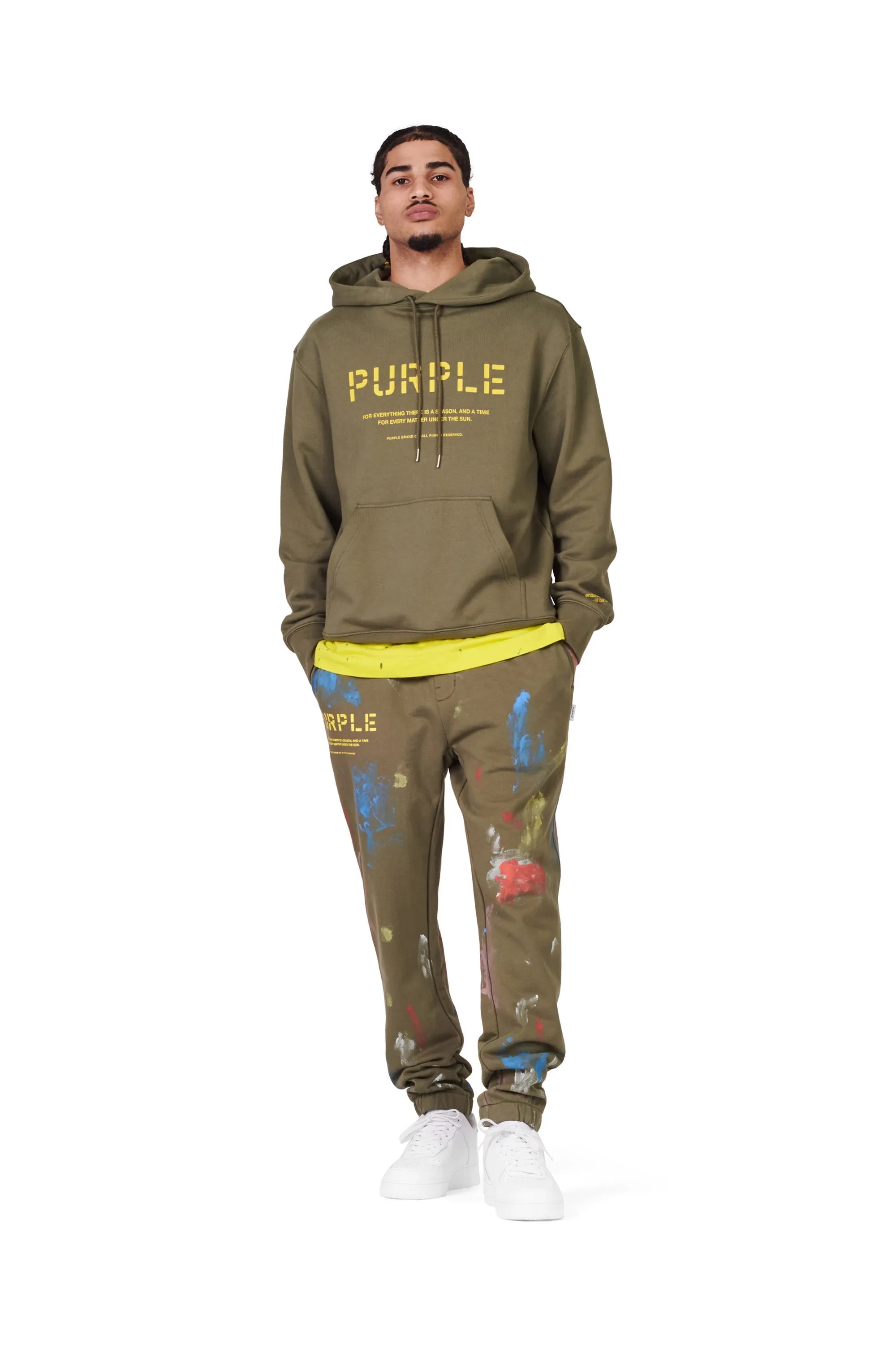 Purple Brand french terry stencil joggers