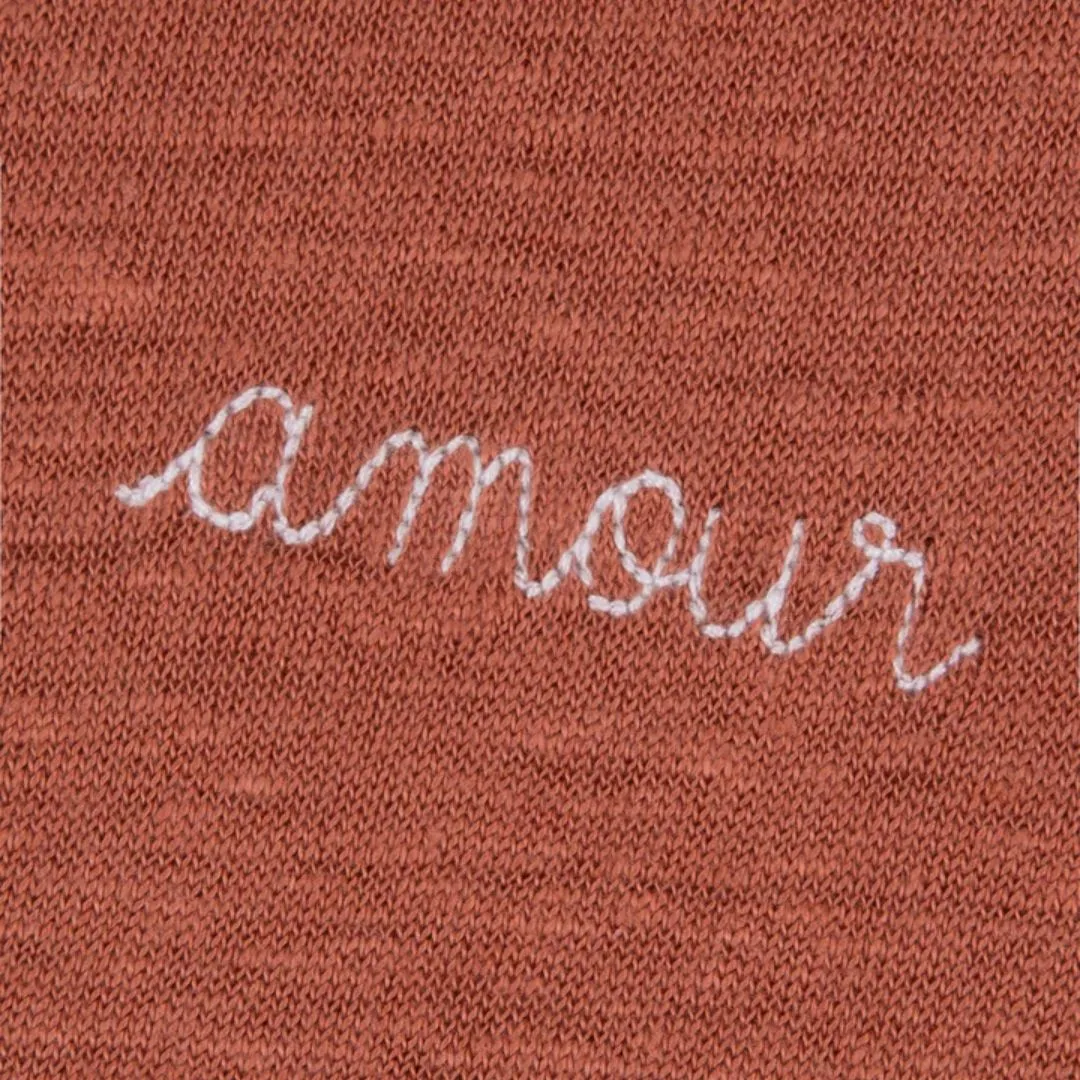 "Amour" Linen Villiers T-Shirt (Terracotta)
