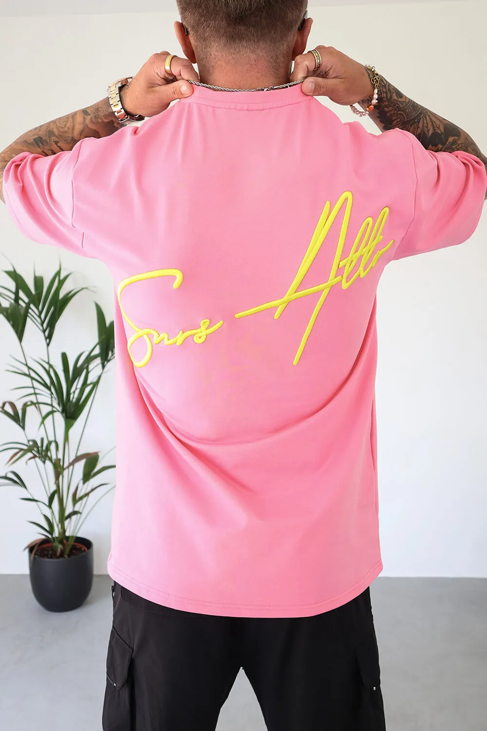 Script Core Tee - Pink/Yellow