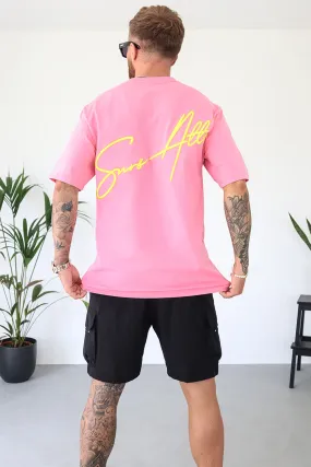 Script Core Tee - Pink/Yellow