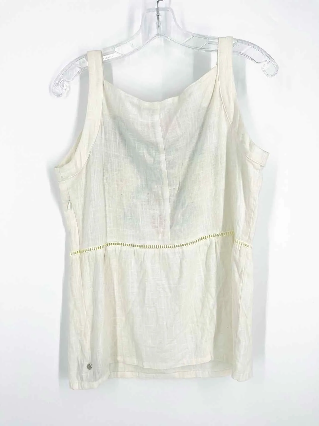 Size S White/Multi Embroidered Linen Blend Tops Top-Sleeveless