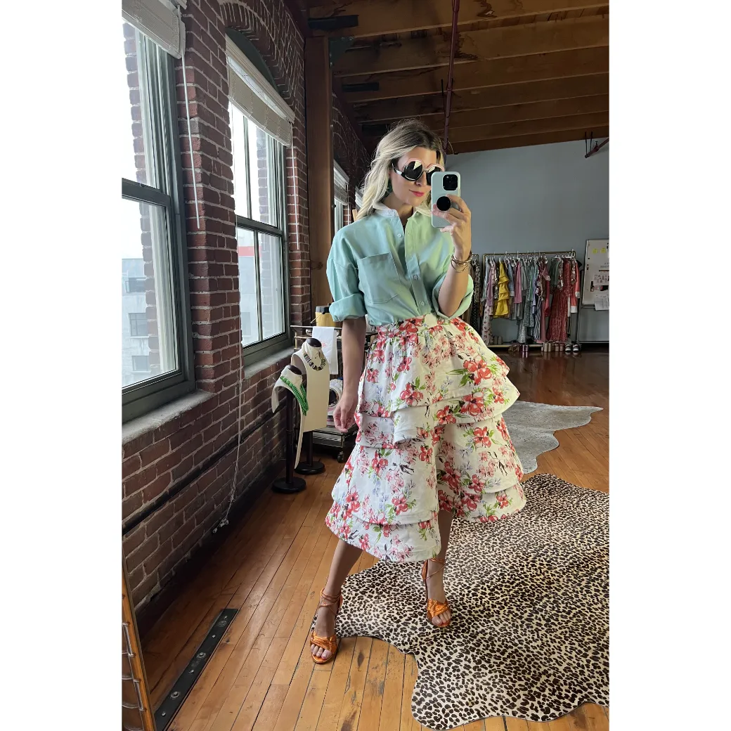 Teagan Party Skirt - Linen Floral