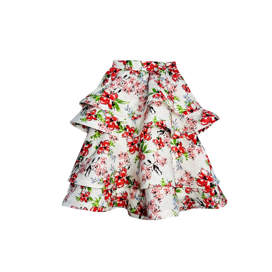 Teagan Party Skirt - Linen Floral