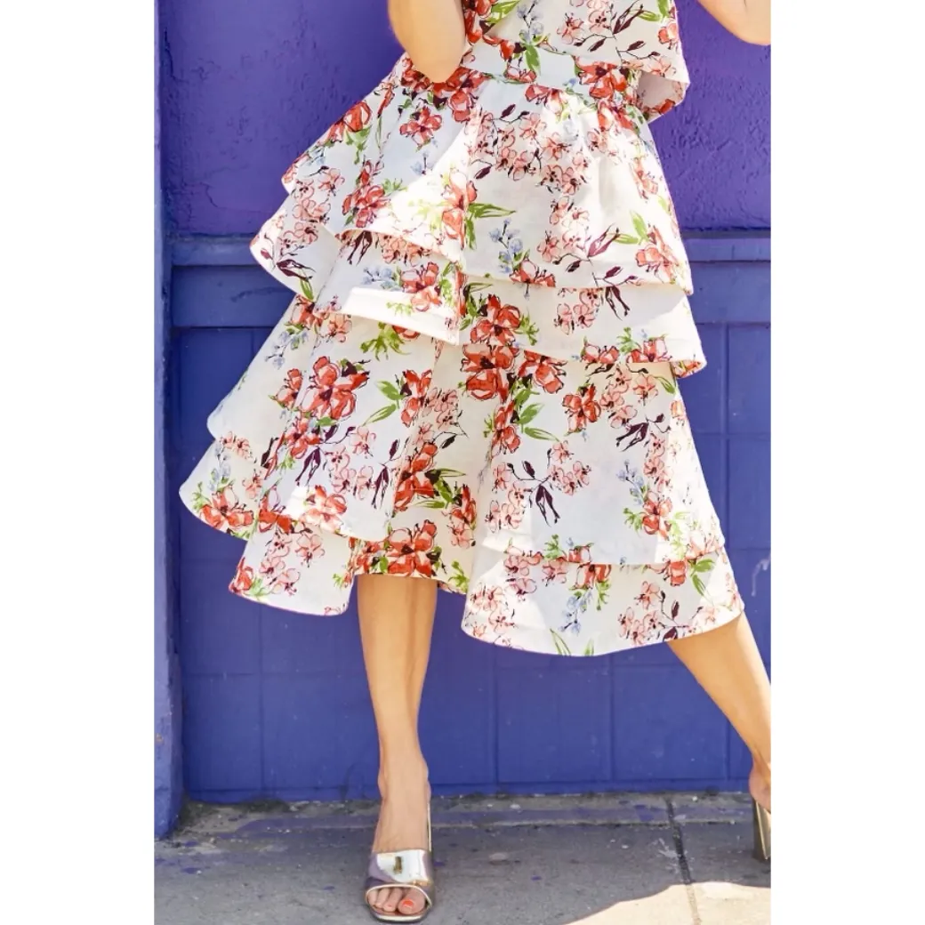 Teagan Party Skirt - Linen Floral