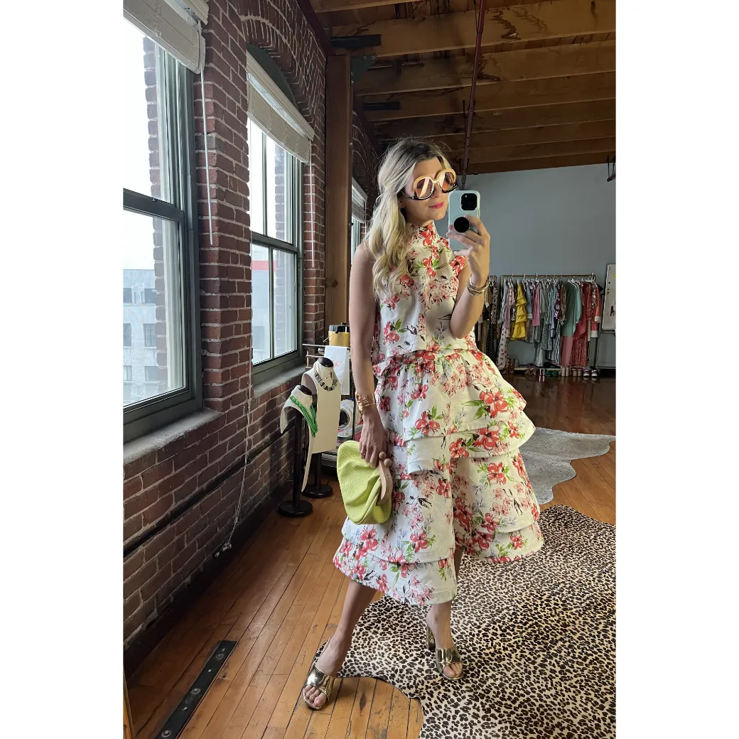 Teagan Party Skirt - Linen Floral