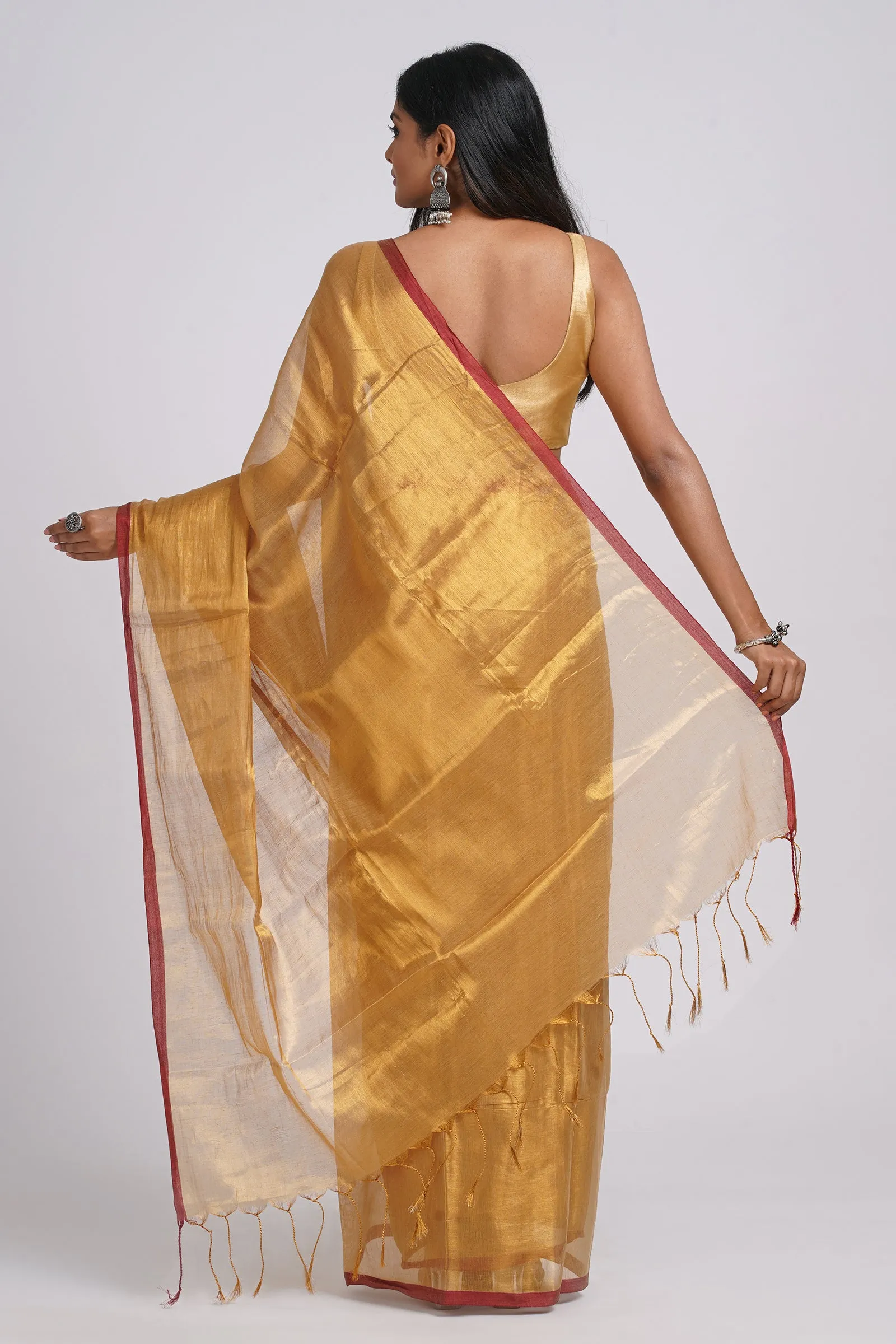 Teejh Hiraadiya Golden Organic Tissue Silk Saree