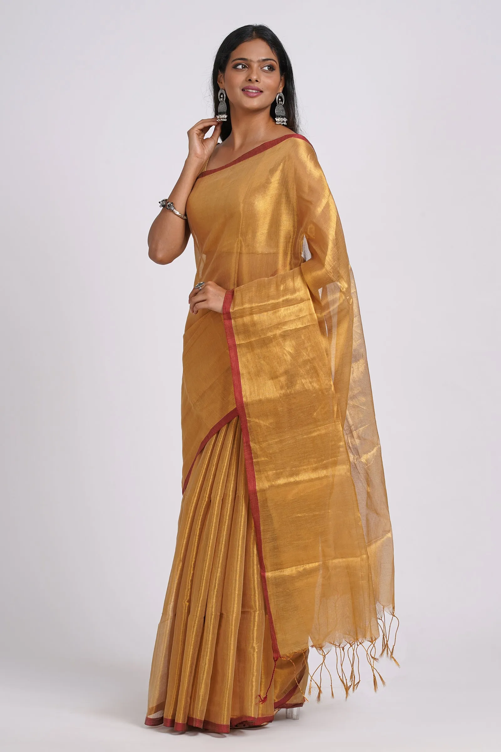 Teejh Hiraadiya Golden Organic Tissue Silk Saree