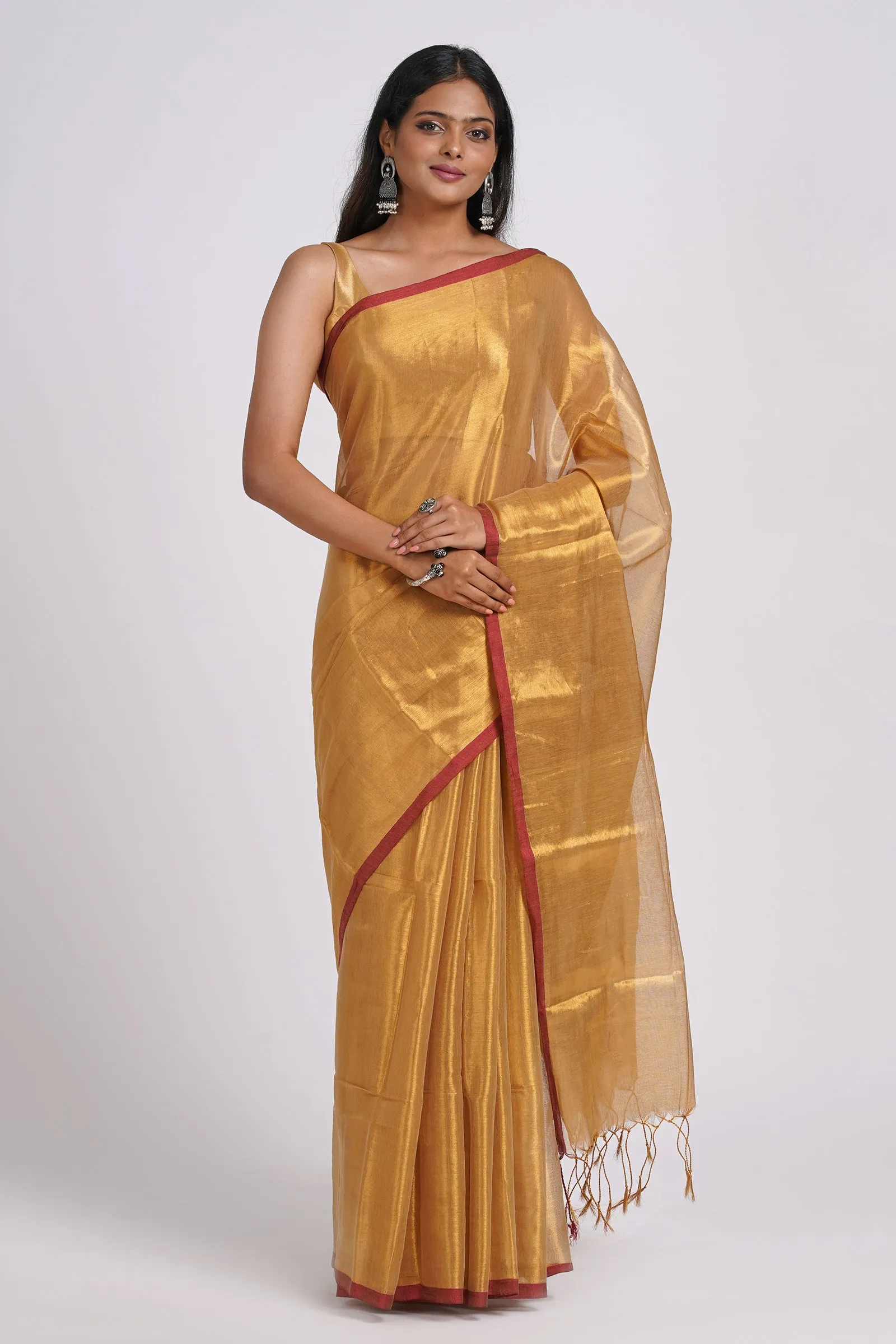 Teejh Hiraadiya Golden Organic Tissue Silk Saree