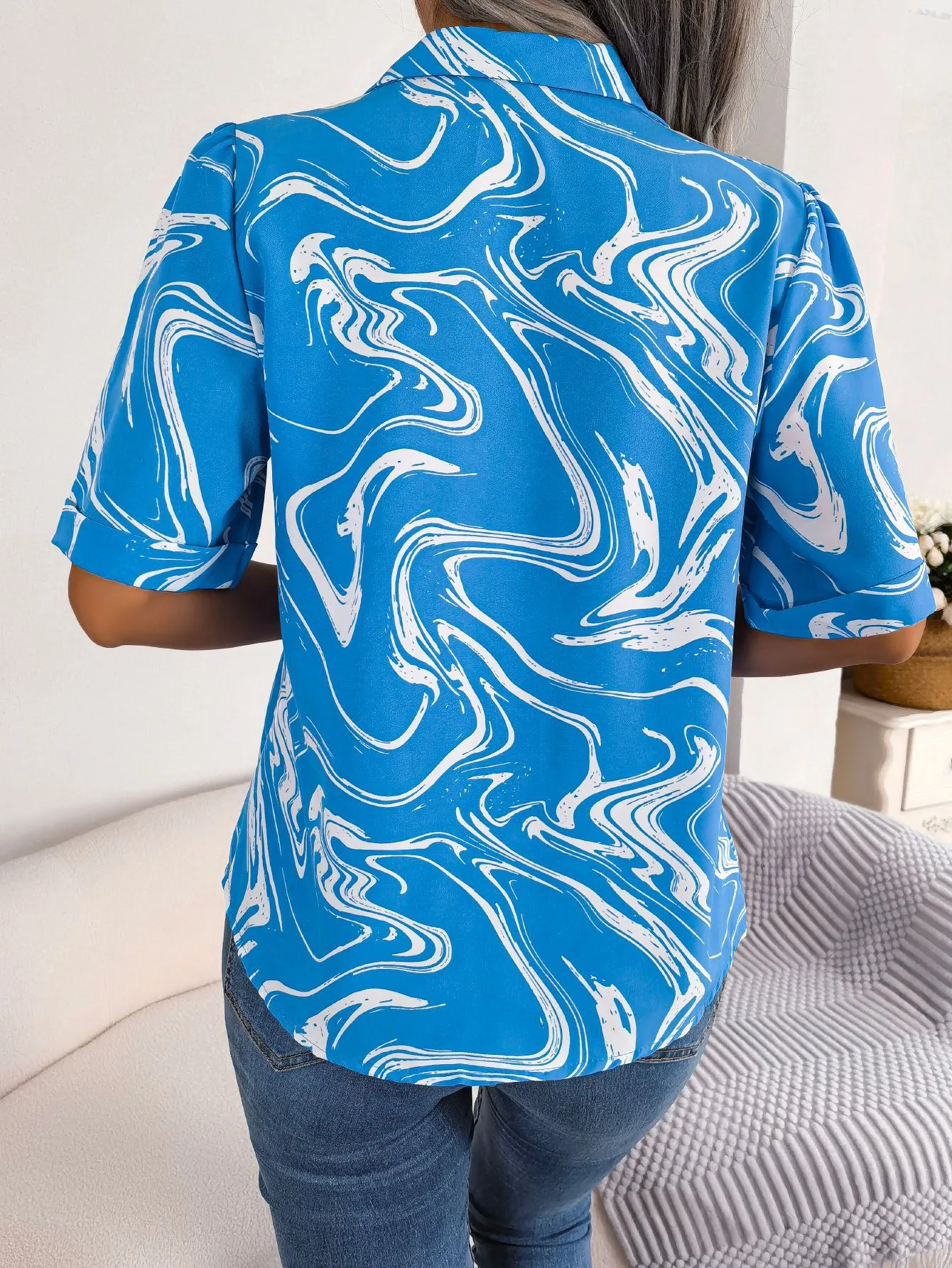 Tie Dye Printed Short Sleeve Shirt Summer Casual  Shirt Tops