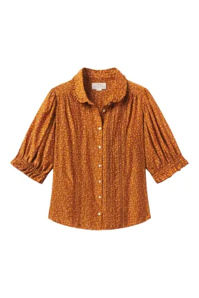 Birds of Paradis by Trovata Gemma Blouse in Pecan Ditsy Design