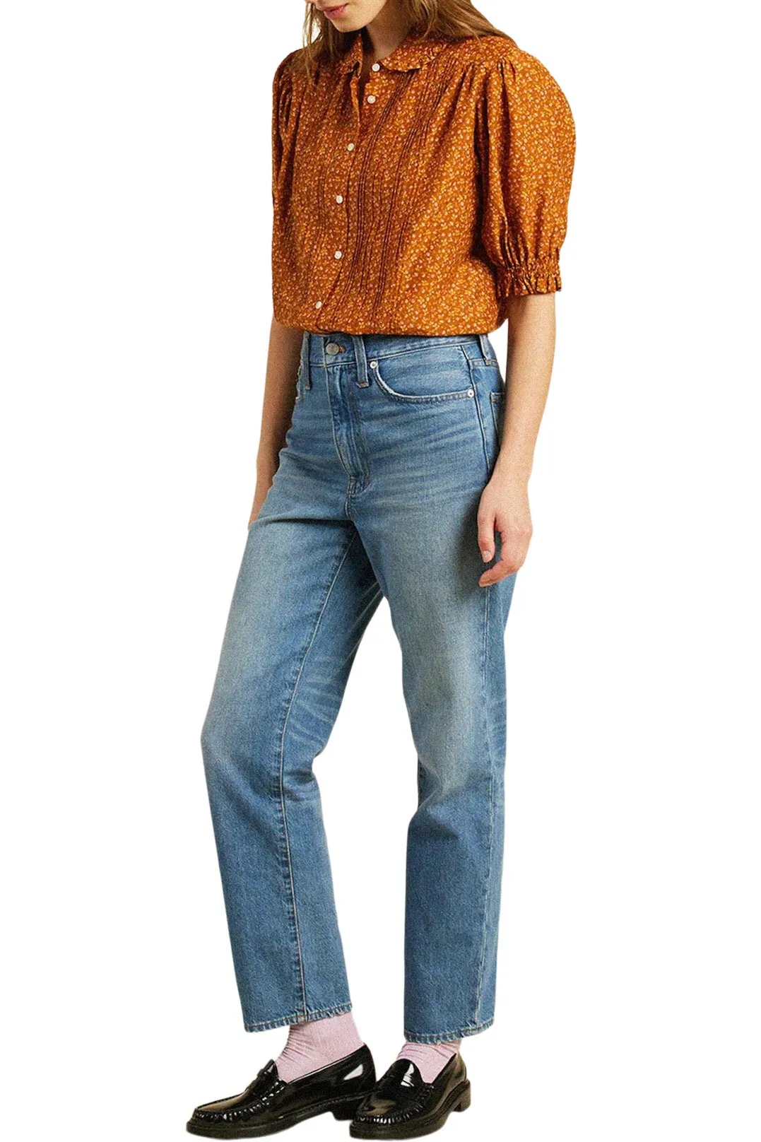 Birds of Paradis by Trovata Gemma Blouse in Pecan Ditsy Design